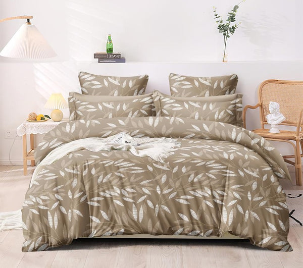 Leaf Pattern Heavy Glace Cotton 130 GSM Single Size bedsheet with 1 Pillow Cover