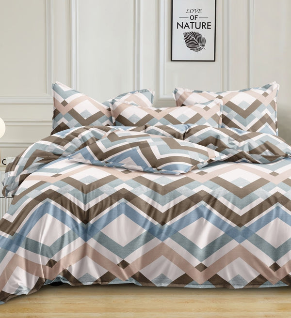 Multi Striped Heavy Glace Cotton 130 GSM Flat Queen Size / Double Bed Bedsheet with 2 Pillow Cover