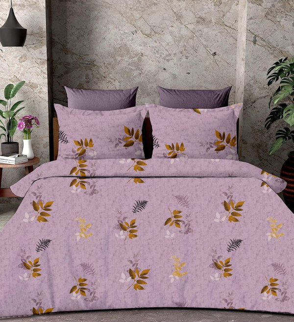 Leaf Pattern 100% Pure Cotton 210TC Flat King Size bedsheet with 2 Pillow Cover