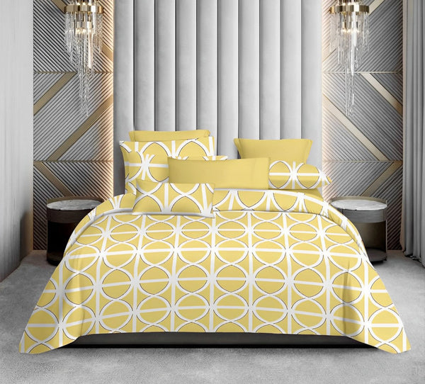 Yellow 100% Pure Cotton 250TC Flat King Size bedsheet with 2 Pillow Cover