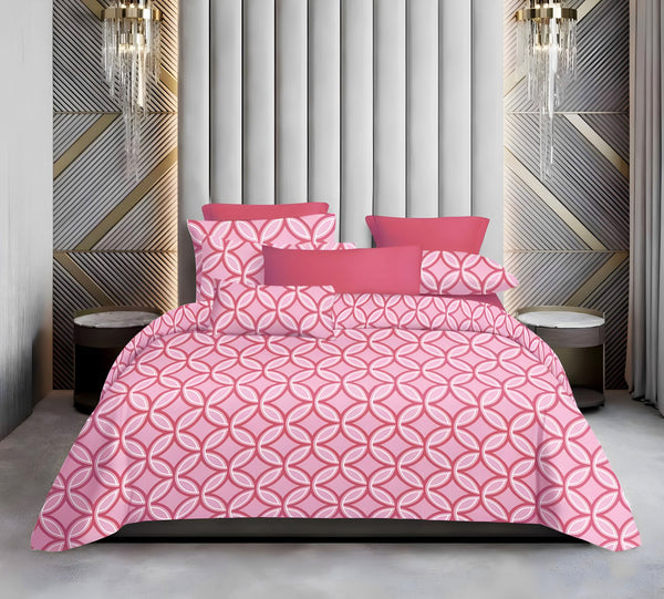 Pink 100% Pure Cotton 250TC Flat King Size bedsheet with 2 Pillow Cover