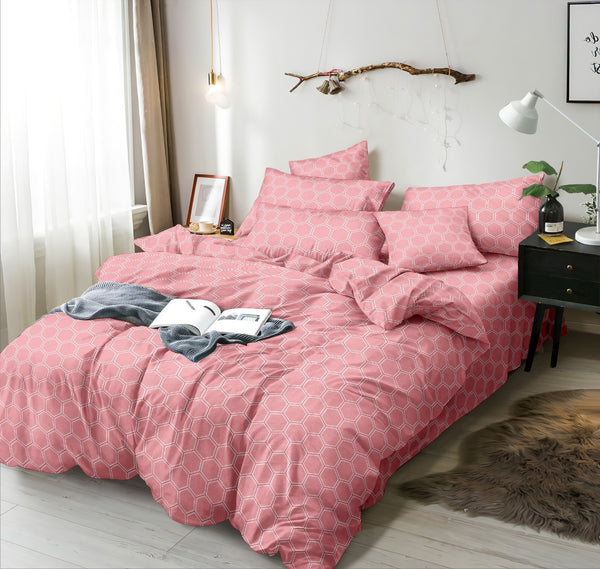 Pink Rose Heavy Glace Cotton 130 GSM Flat Queen Size / Double Bed bedsheet with 2 Pillow Cover (Copy)