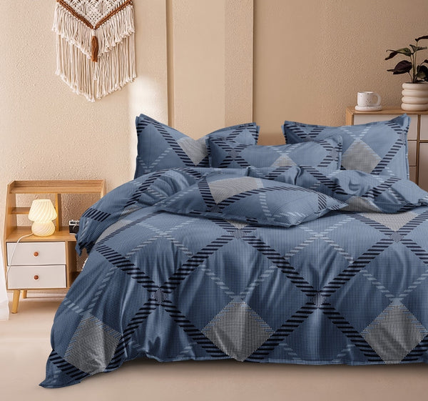 Pickled Bluewood Heavy Glace Cotton 160 GSM Flat King Size bedsheet with 2 Pillow Cover