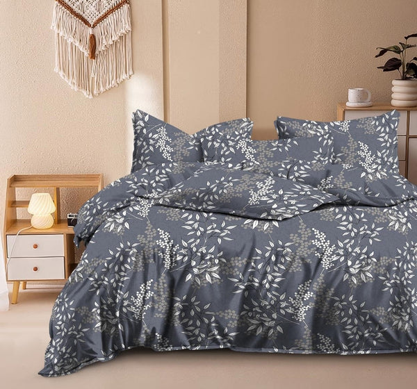 Pale Sky Heavy Glace Cotton 160 GSM Flat King Size bedsheet with 2 Pillow Cover